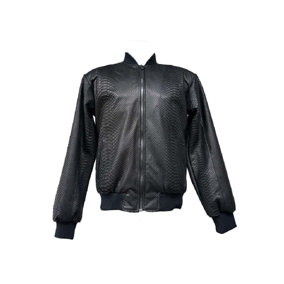 python leather jacket with bomber style