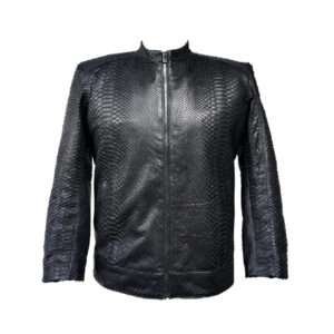 luxury python leather jacket with biker style