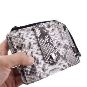 Luxury python card wallet with snap button