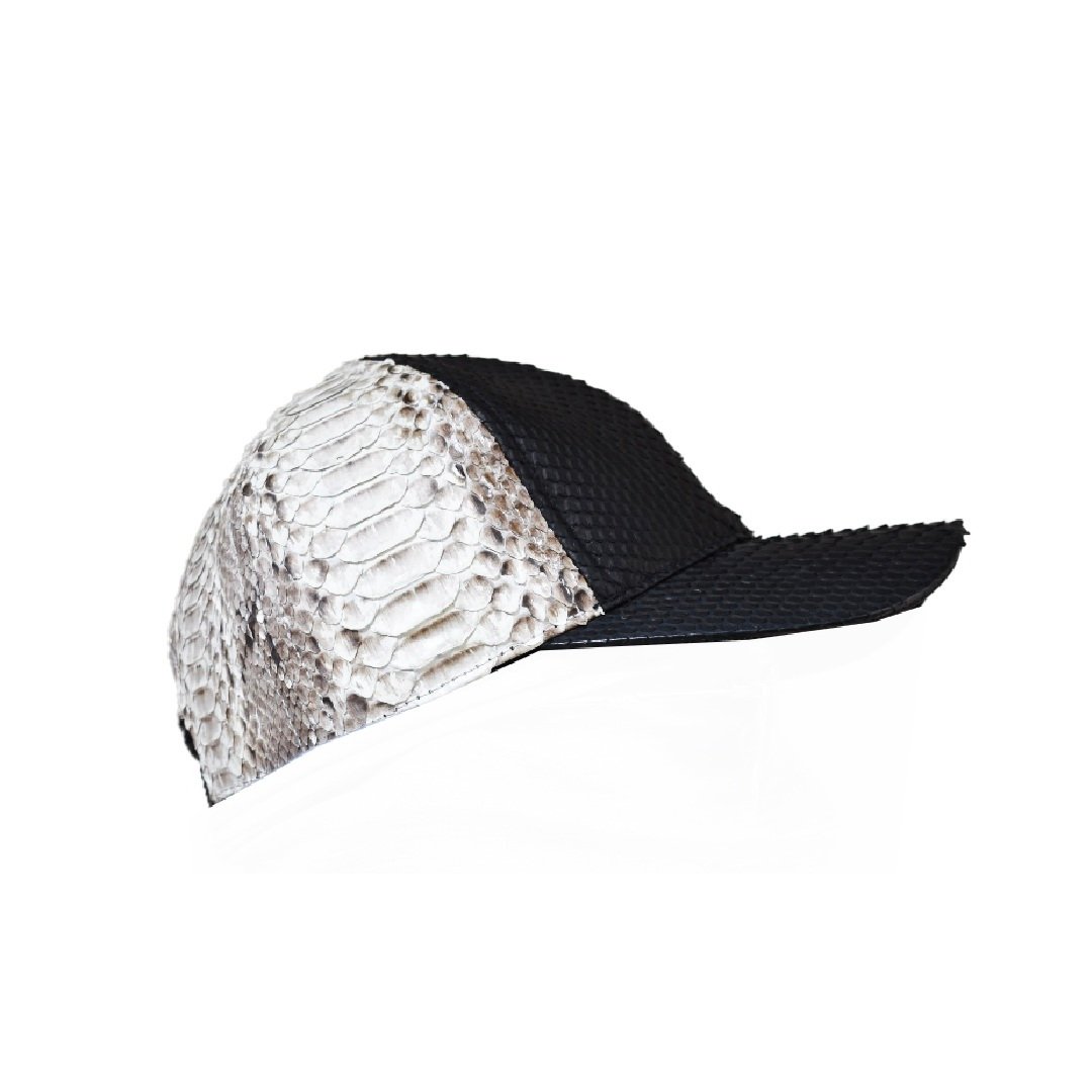 Luxury python leather cap crafted from genuine snake skin
