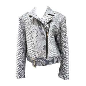 luxury python leather jacket for women
