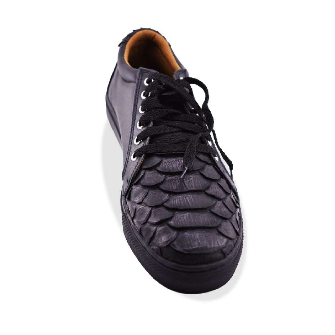 Black Python leather shoes