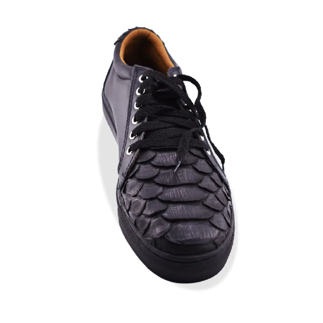 Black Python leather shoes